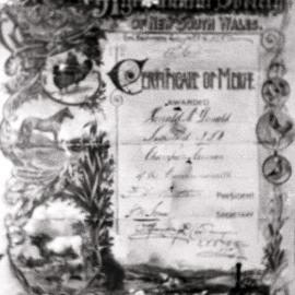 Certificate awarded to Ronald McDonald of Sutherland