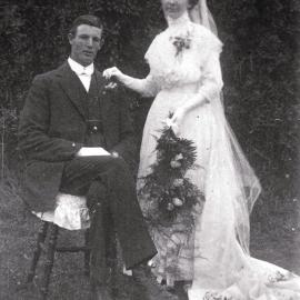 Unidentified couple on their wedding day, ca. 1910-1930 