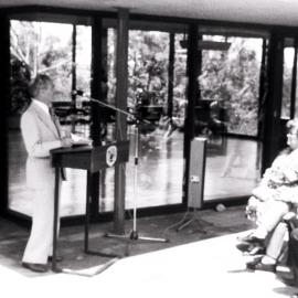 Official opening of the National Parks and Wildlife Service's information centre in Royal National Park, 12 December, 1979 