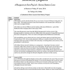 Alf Bargwanna Interview Log Sheet