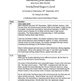 Brian Mitchell Interview Log Sheet