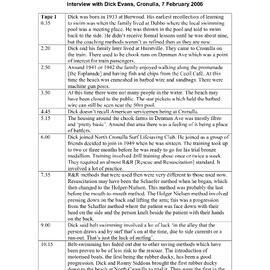 Dick Evans Interview Log Sheet