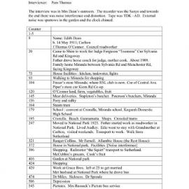 Edie Dean Interview Log Sheet
