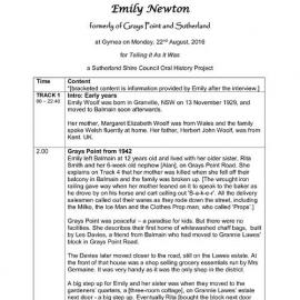 Emily Newton Interview Log Sheet