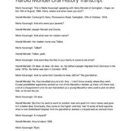 Harold Mondel Interview Transcript