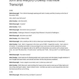 Marjory and John Crowley Interview Transcript