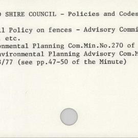 Sutherland Shire Council - Policies And Codes 1976 - 1990