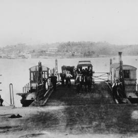 First steam punt at landing place on northern side of the Georges River, with Sylvania in the background, ca. 1890s