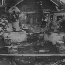 Brinsley's Joinery Works after the fire in 1929