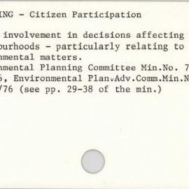 Town Planning - Citizen Participation