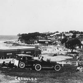 Cronulla Beach South, view looking south onto the beach from the park, ca. 1920s