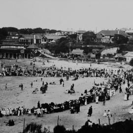 Surf carnival at Cronulla Beach South looking south, ca. 1920s 
