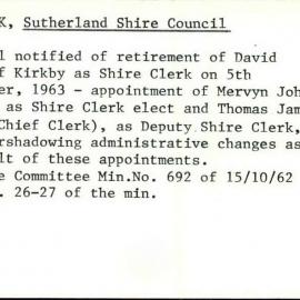 Chief Clerk, Sutherland Shire Council